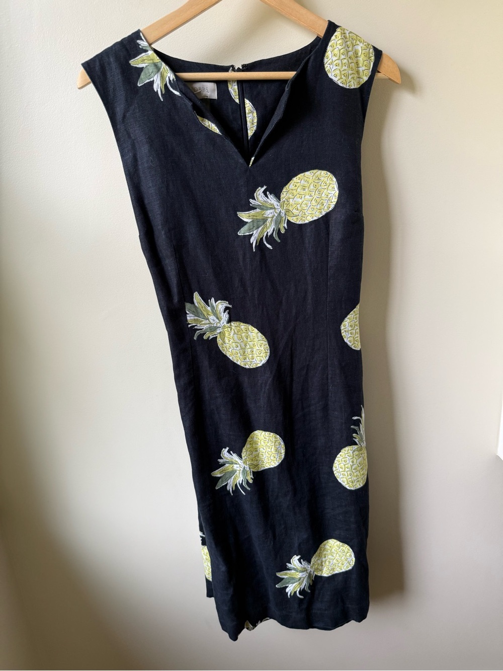 HOBBS LONDON Linen Amalfi Pineapple Dress Resortwear Tropical Mediterranean 12
